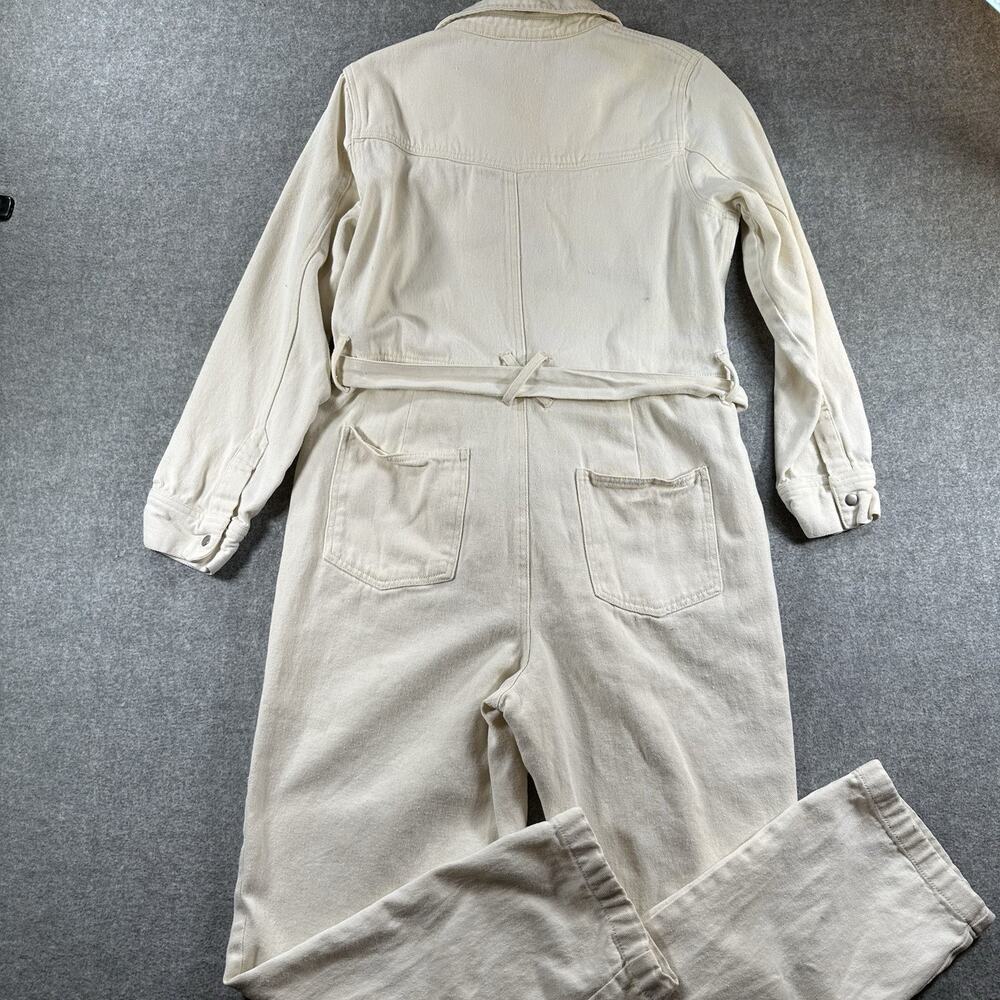 Skies Are Blue White Denim Long Sleeve Jumpsuit Size S - Picture 7 of 13